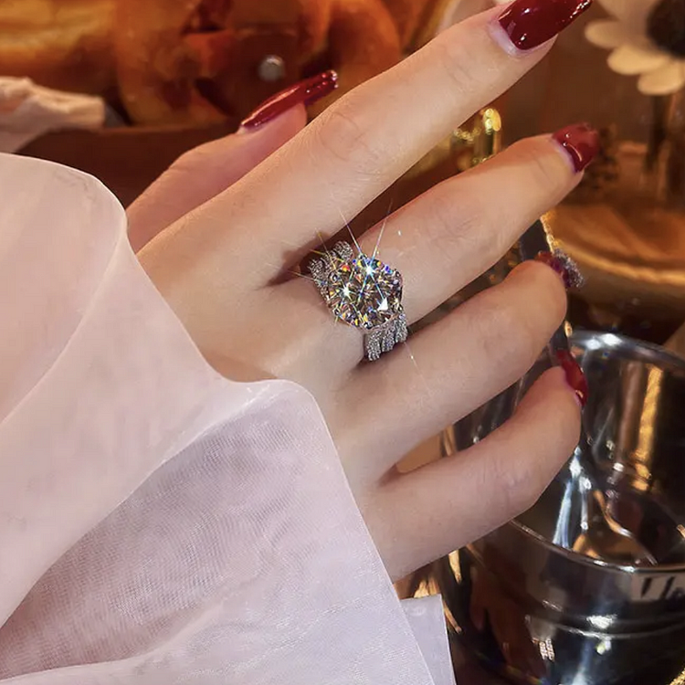Easter Promotion -Adjustable 5-Carat Super Flash Moissanite Ring - Free gift box. GRA Certified. Shipping from Manila