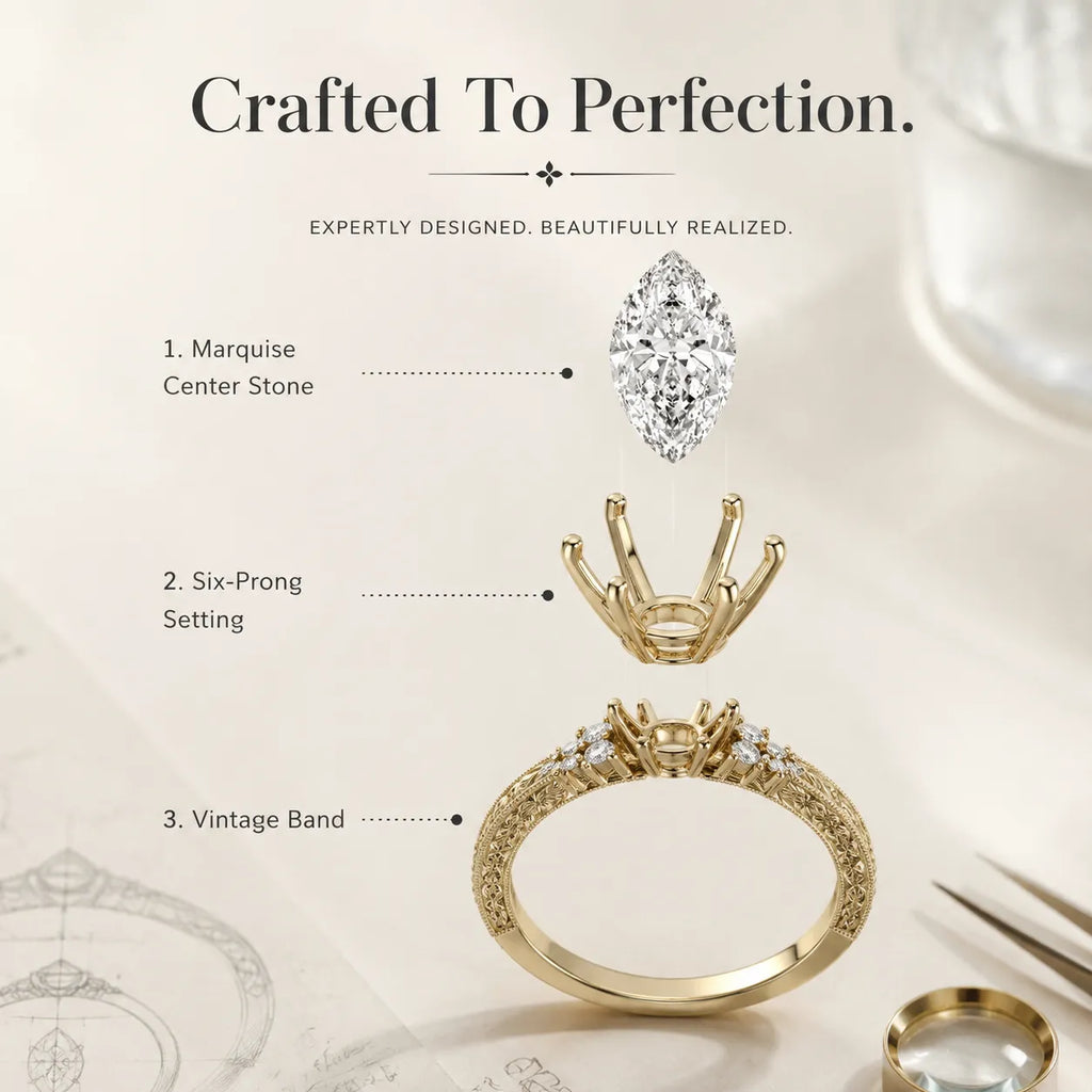 BlushAura – Vintage Marquise Ring