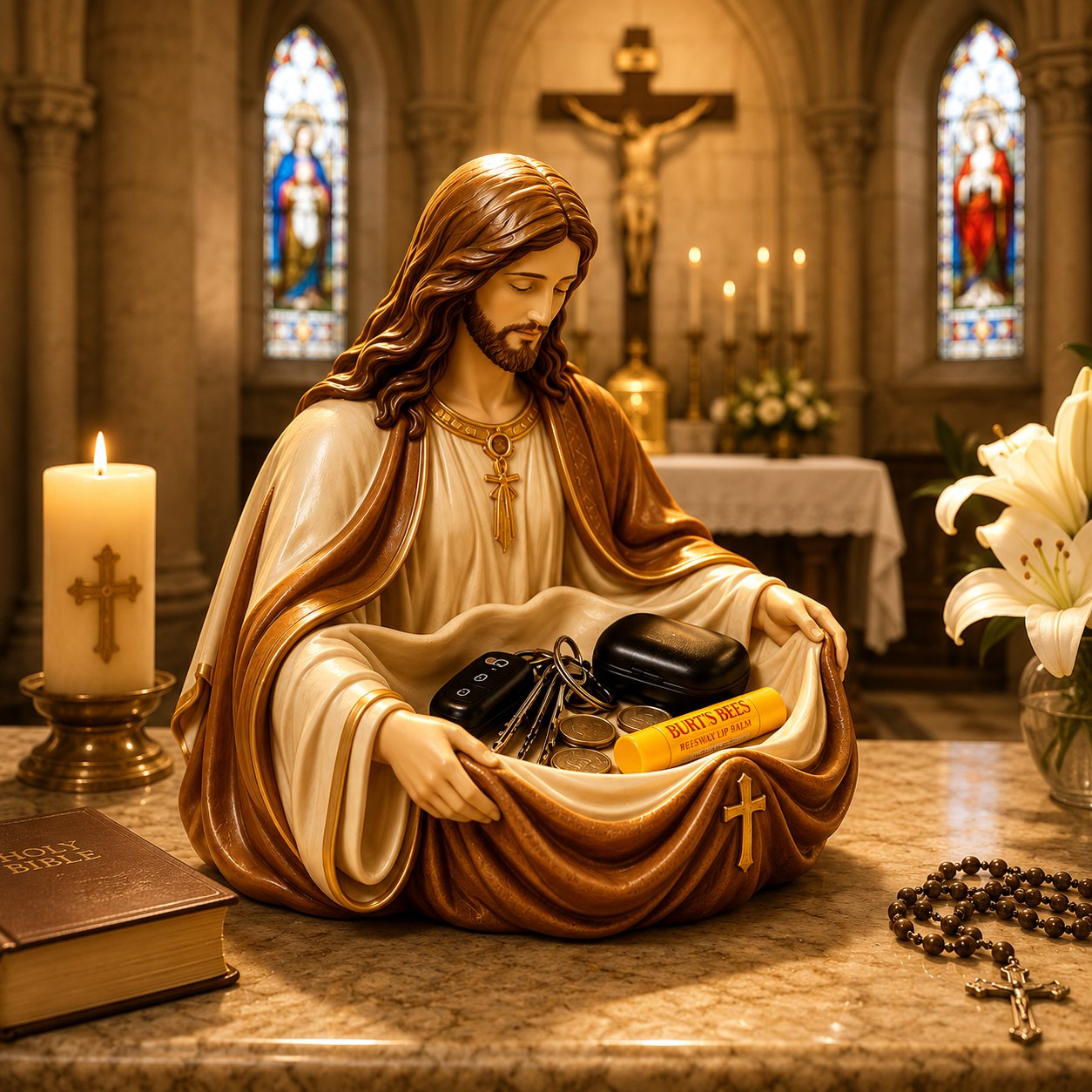 FaithKeeper – Handcrafted Jesus Storage Bowl