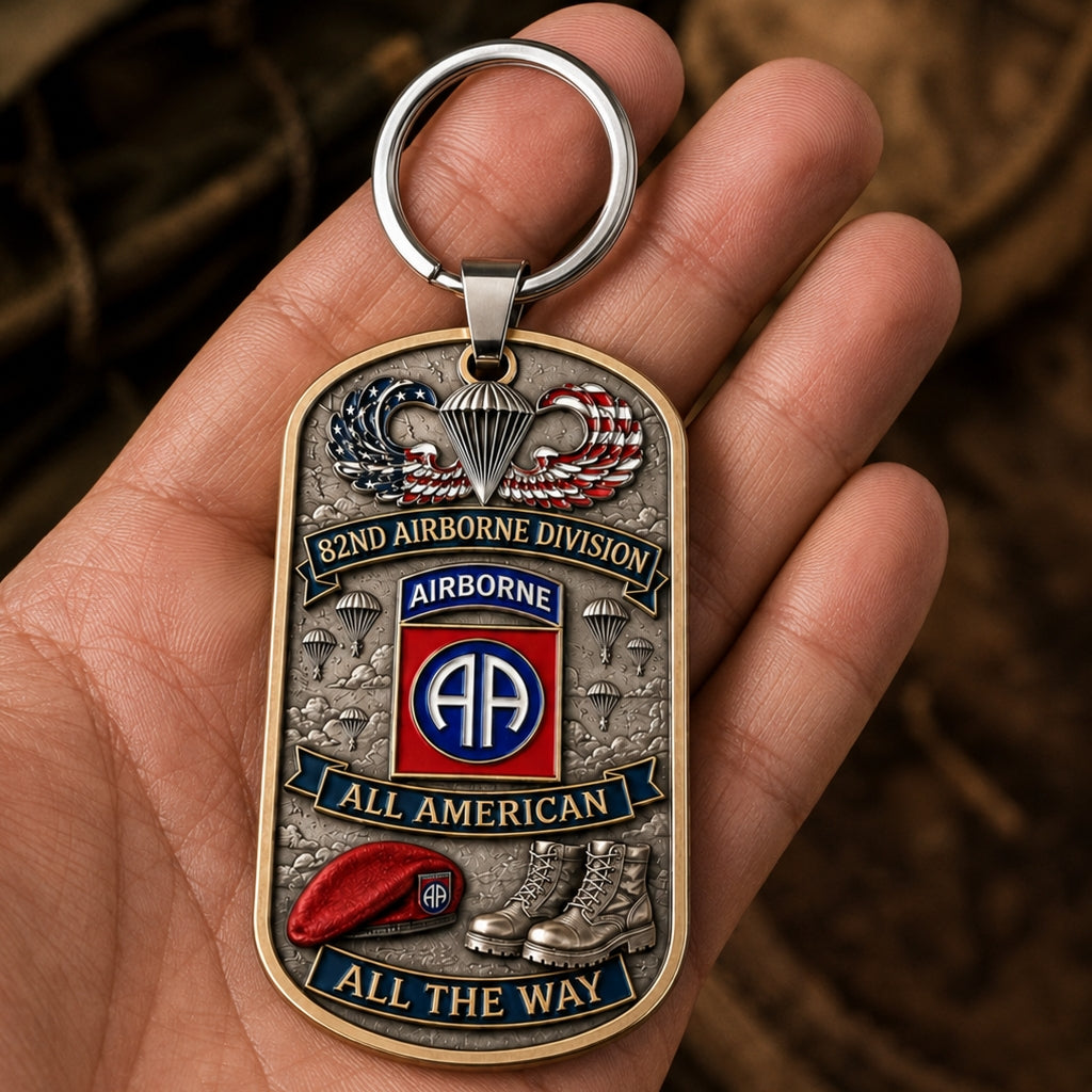🪂U.S. Army 82nd Airborne Division Tribute Dog Tag Keychain（Gift box included）