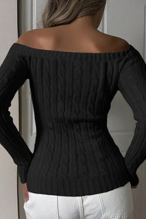 VelourFit – Slim Fit Off-Shoulder Sweater