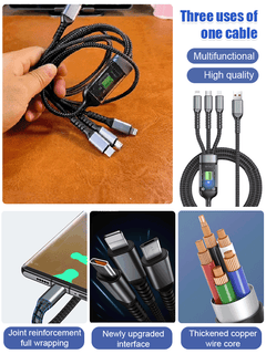Transparent Luminous Charging 3-in-1 Data Cable
