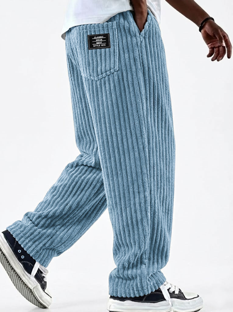 ClassicWeave – Comfortable Wide Striped Corduroy Pants