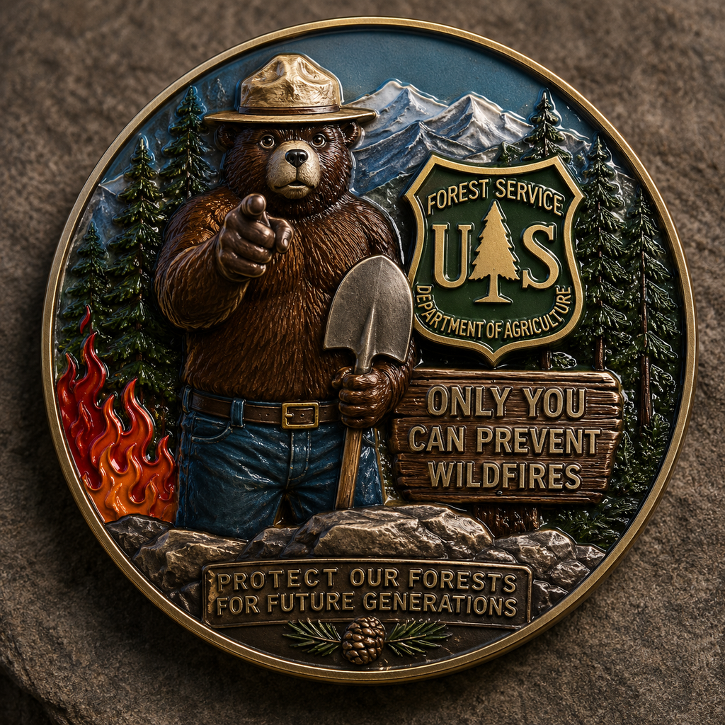 🏆Last Day Promo: 49% OFF! 🐻USFS Only You Can Prevent Wildfires Challenge Coin