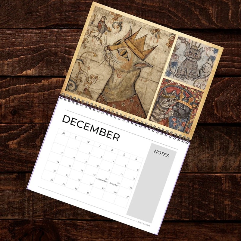 Meowjesty - A Medieval Cat Art Calendar 2026
