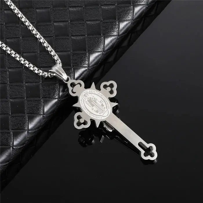 🙏ST.Benedict Protection Cross Power Pendant Necklace Marnetic