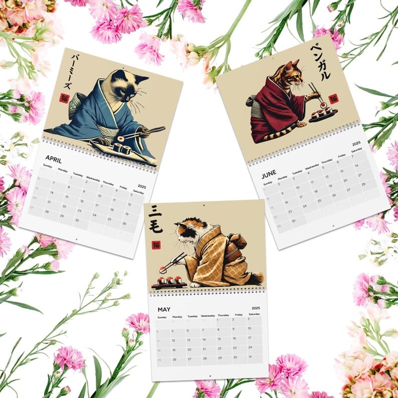 2025 'Cats in Kimonos Eating Sushi' Calendar