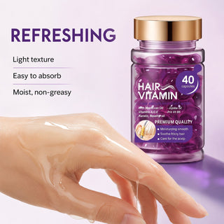 Hair Vitamin Capsules Infused with Violet Vitamins & Argan Oil for Color-Treated & Permed Hair Smooths Frizz Restores Silkiness & Shine 40 Capsules.