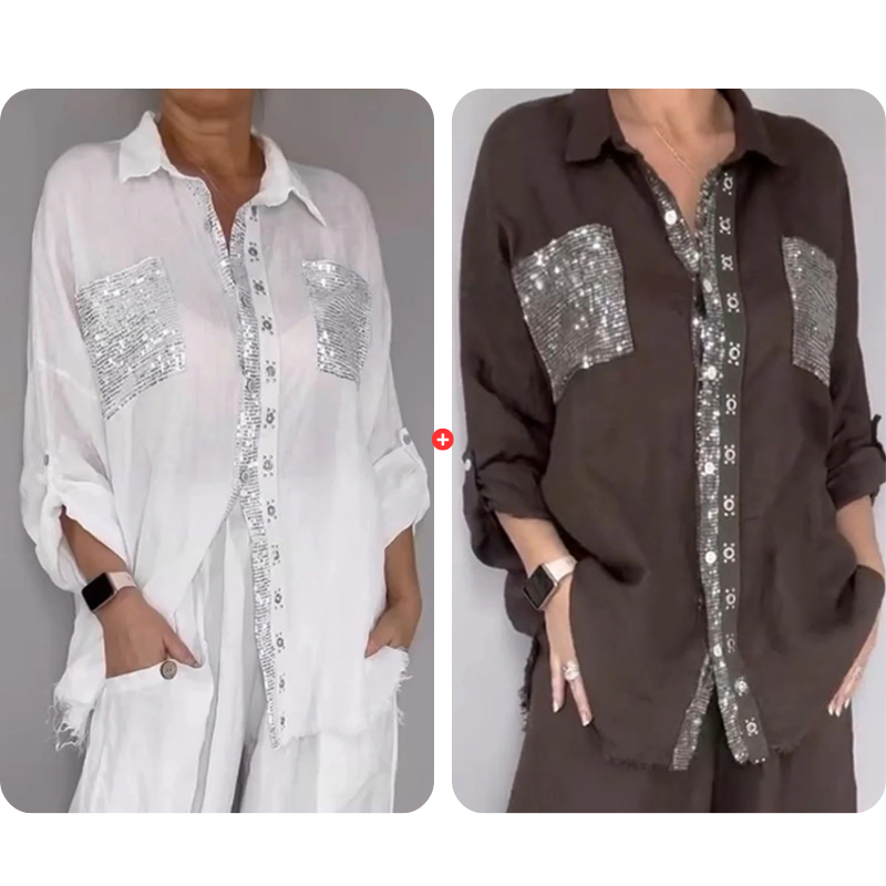 LumaStyle – Sophisticated Sequin Two-Piece Fashion Set