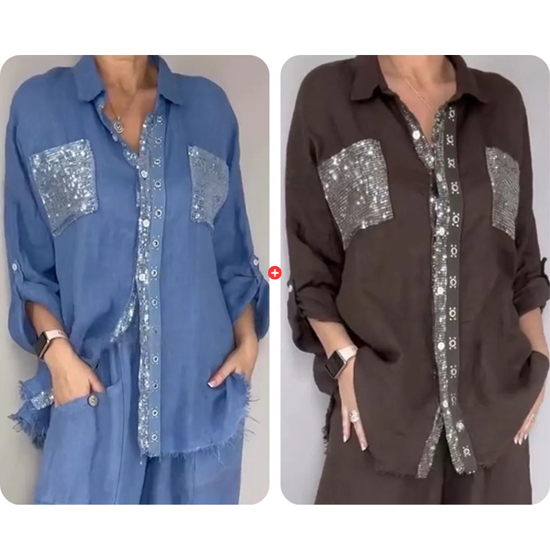 LumaStyle – Sophisticated Sequin Two-Piece Fashion Set