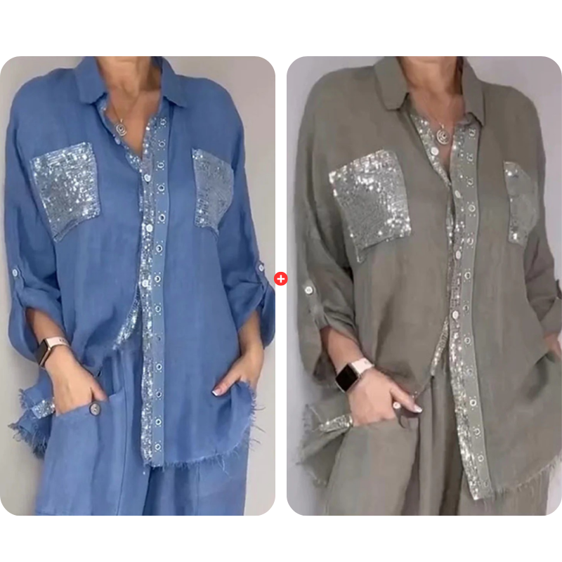 LumaStyle – Sophisticated Sequin Two-Piece Fashion Set
