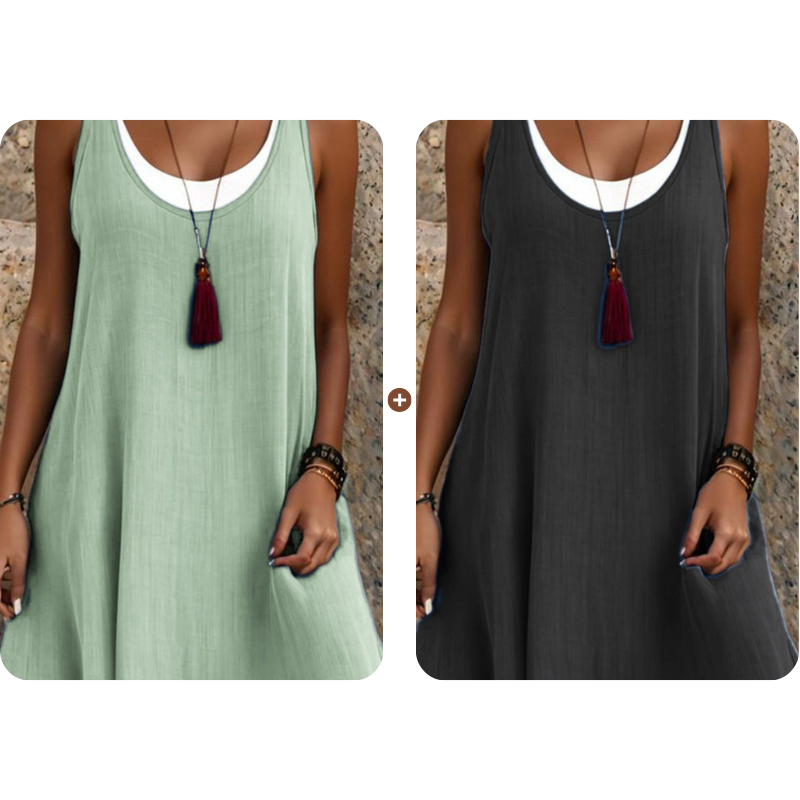 LunaDrape – Chic Layered Sleeveless Women's Dress