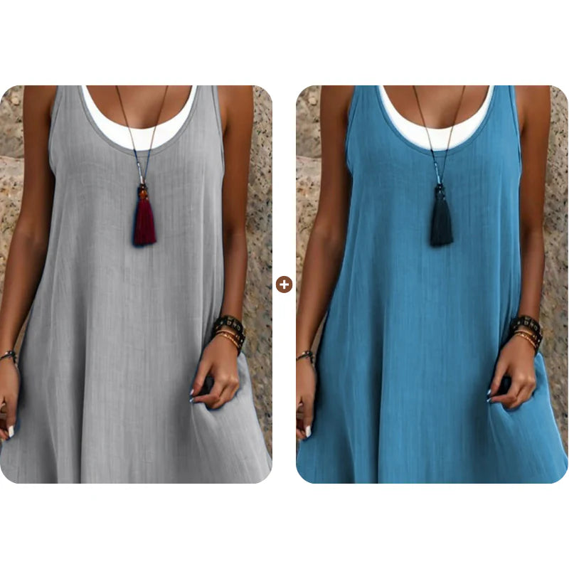 ChicLayer – Sleeveless Fake 2-Piece Dress
