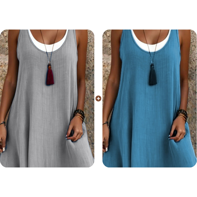 LunaDrape – Chic Layered Sleeveless Women's Dress