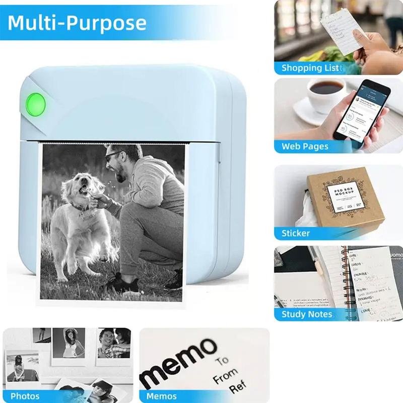 🌈Christmas Hot Sale 49% OFF - Portable Mini Printer , With 5 thermal papers + 5 self-adhesive papers + 3 colored papers + colored pens