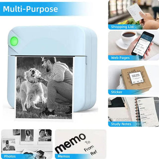 🌈Christmas Hot Sale 49% OFF - Portable Mini Printer , With 5 thermal papers + 5 self-adhesive papers + 3 colored papers + colored pens