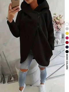 Women's Plus Size Hooded Sweatshirt, Half-zip Fashion Design