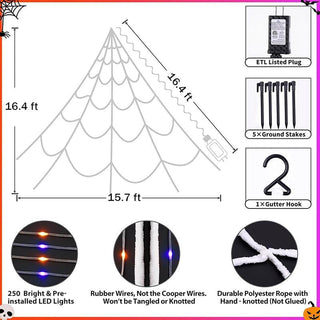 SpookGlow – Giant Purple LED Spider Web Lights