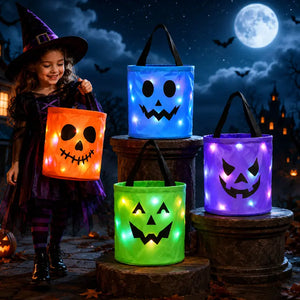 GlowTreat – LED Halloween Candy Bucket Set