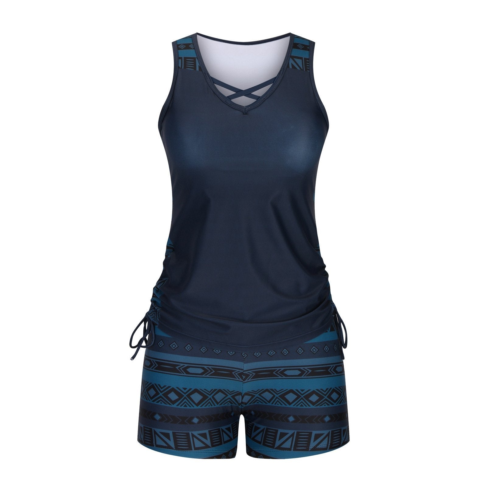 BeachBloom – Modest Bohemian Tankini Swimsuit with Shorts