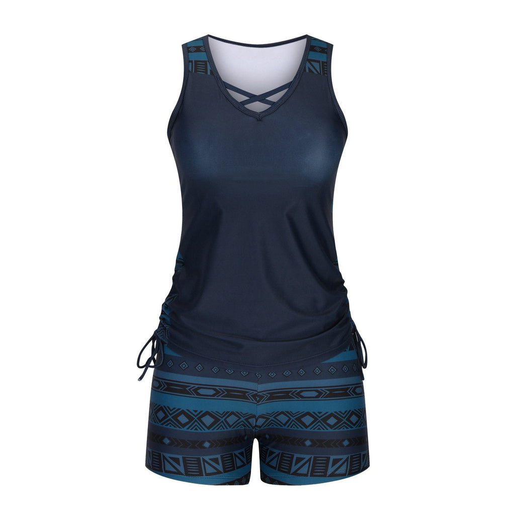 BeachBloom – Modest Bohemian Tankini Swimsuit with Shorts