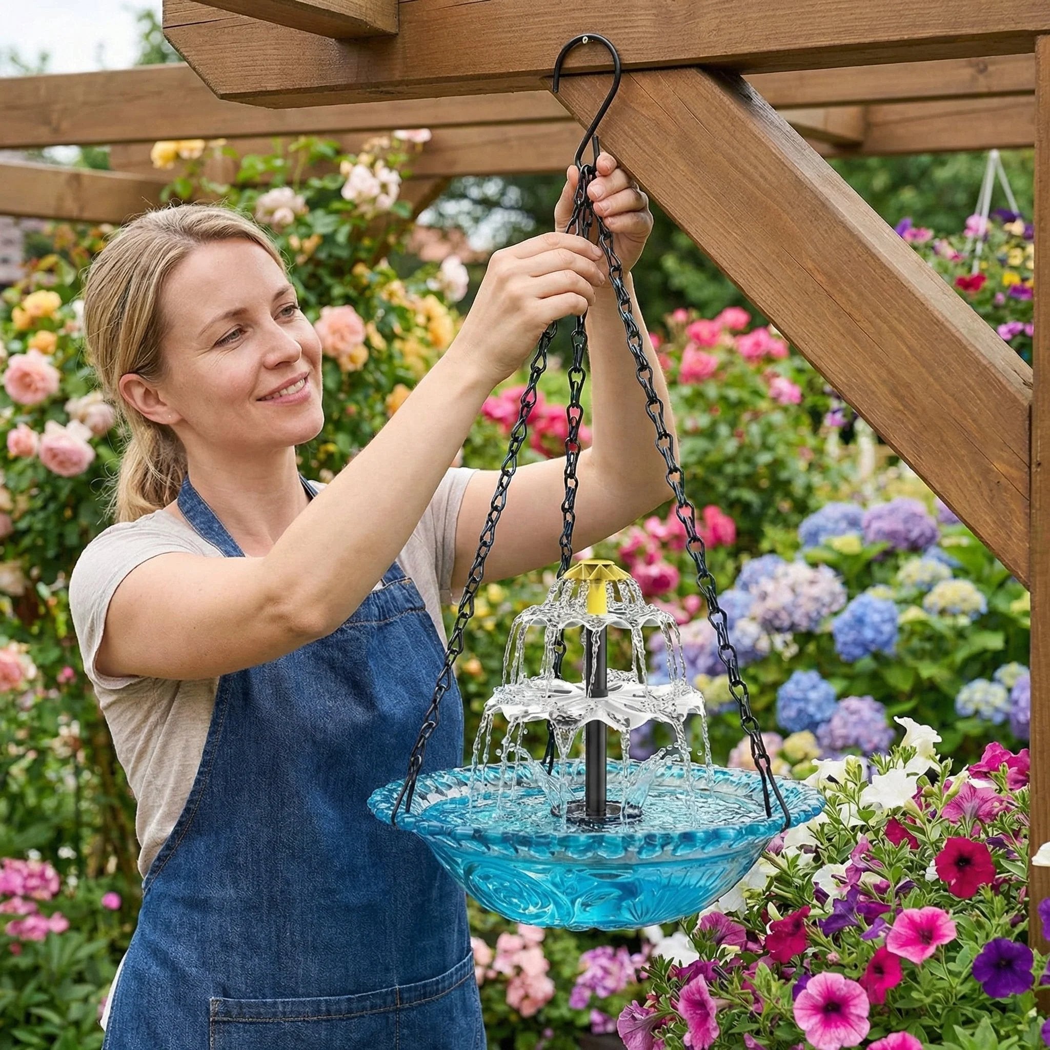 SolarCascade – Hanging Bird Bath Fountain