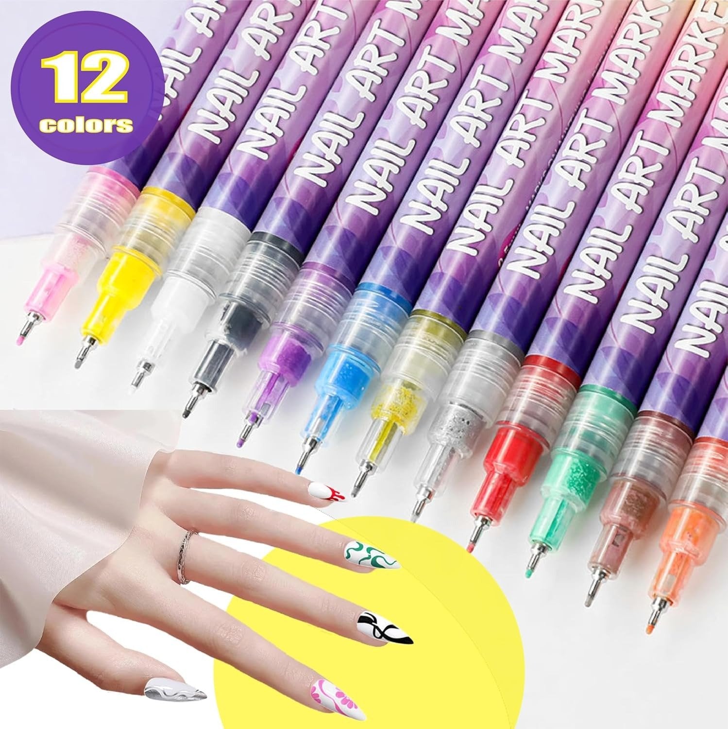 12 Colors - Nail Art Pen Set
