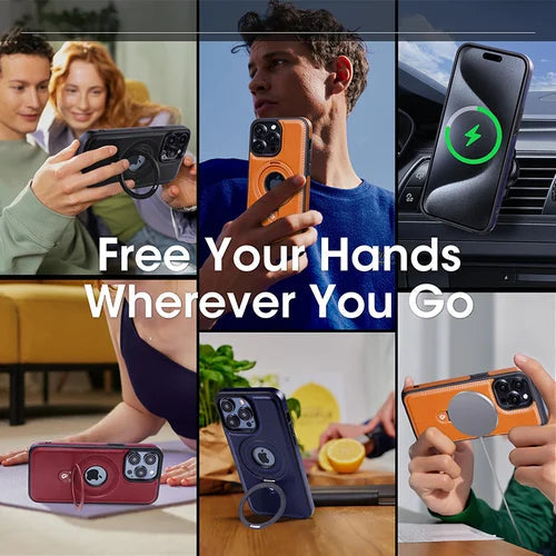 Super Luxury Invisible Stand iPhone Leather Case marnetic