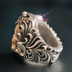 Enigmatic Antler Skull Blossom Ring marnetic