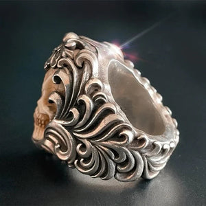 Enigmatic Antler Skull Blossom Ring marnetic