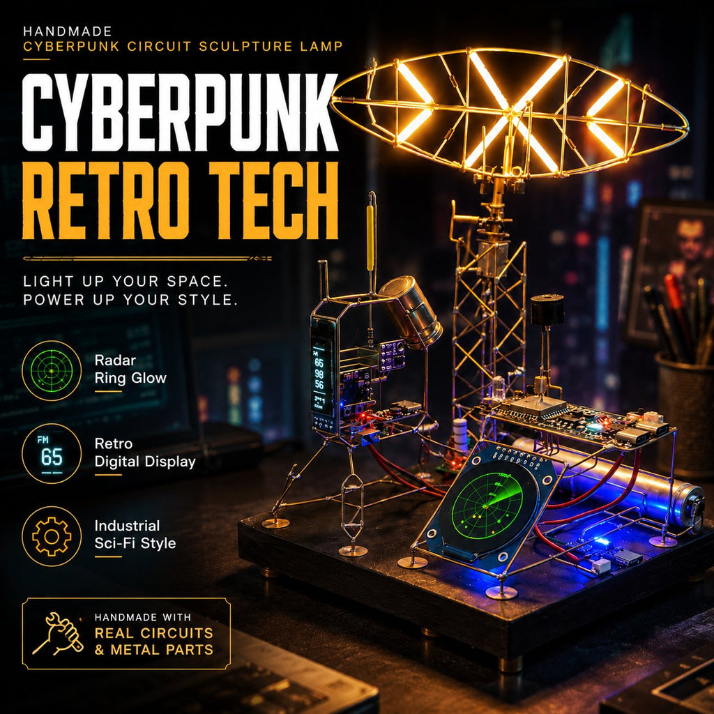 Handmade Cyberpunk Circuit Sculpture Lamp