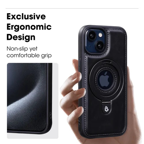 Super Luxury Invisible Stand iPhone Leather Case marnetic