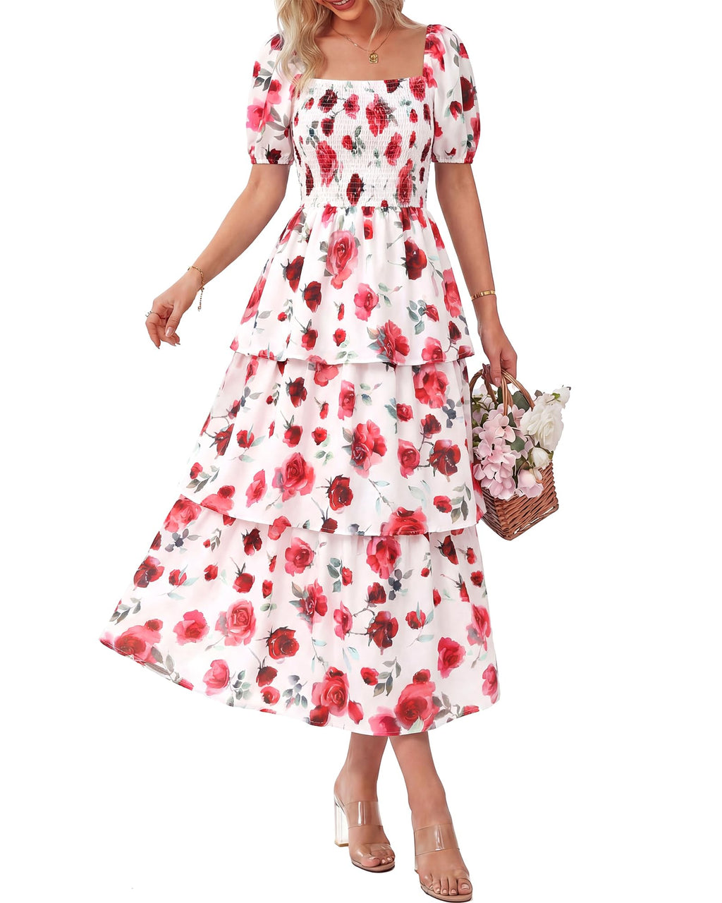 BloomBelle – Vintage Floral Smocked Dress