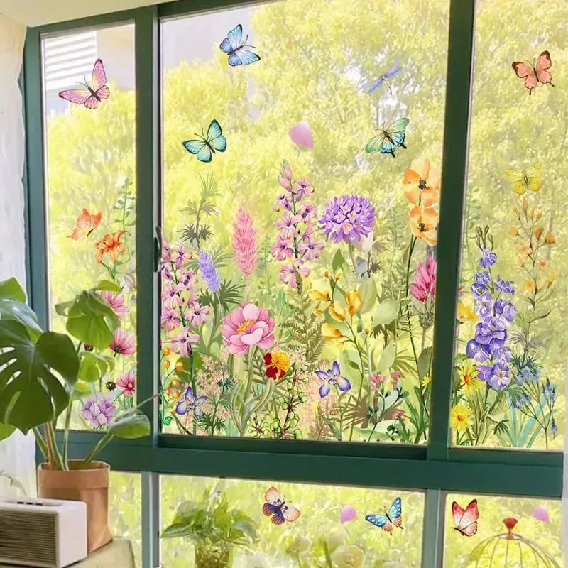 BloomView - Colorful Floral Bouquet Window Sticker