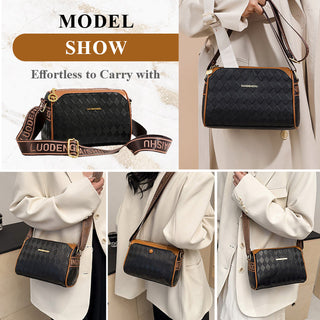 LuxeWeave – Fashion Diamond Pattern 3-Layer Crossbody Bag