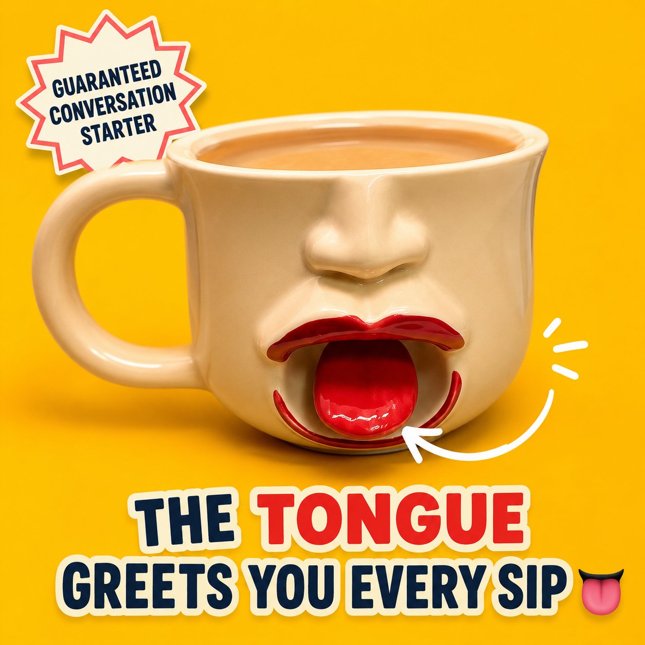 SipSmirk – Playful Tongue Out Coffee Mug