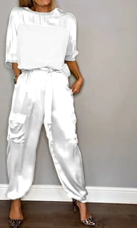 LuxeSilk – Half-Sleeve Satin Set