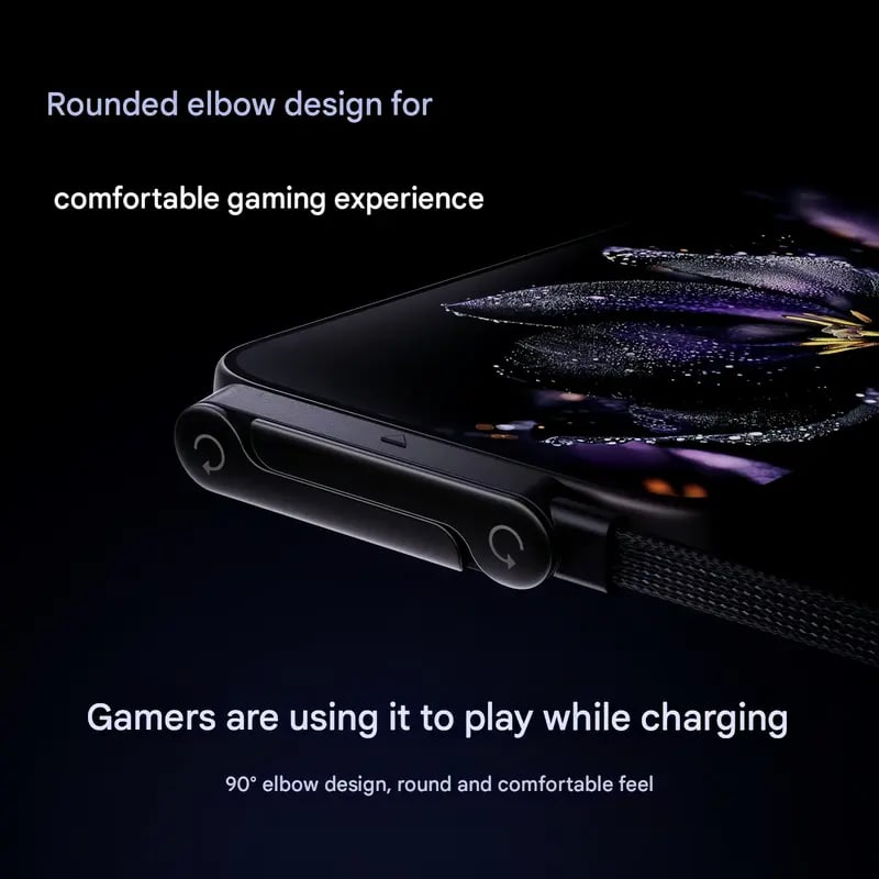 📱65W Braided Fast Charge Cable With Built-in Phone Stand