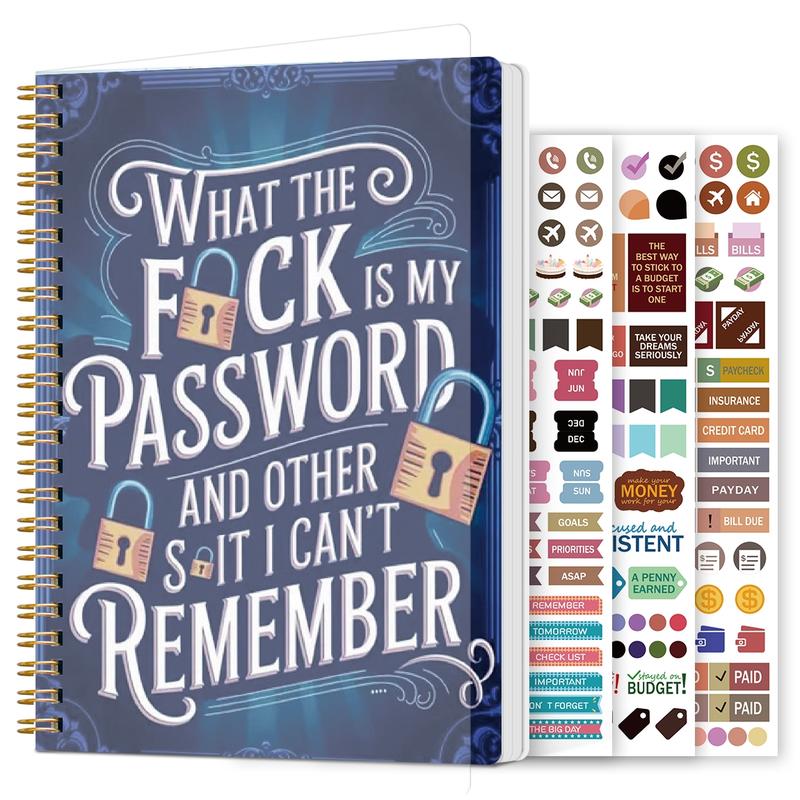 🔥Last Day 50% OFF - 📅Funny Password Notebook - Spiral Bound with Lock Icons & Funny Security Phrases✍️