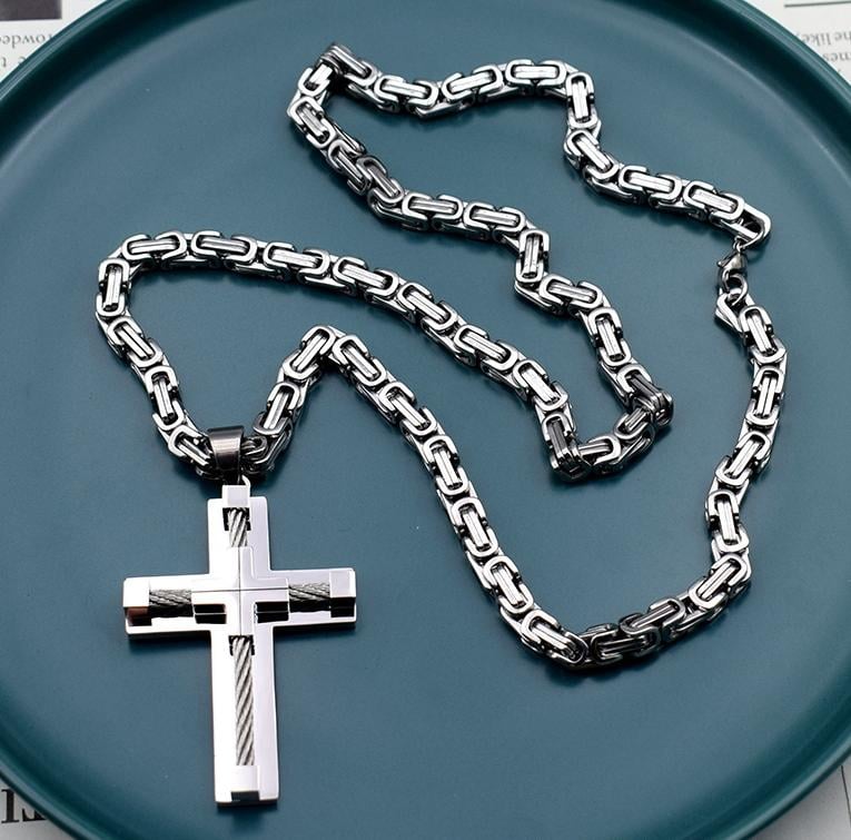 Blackstone Cross - Masculine Faith Necklace