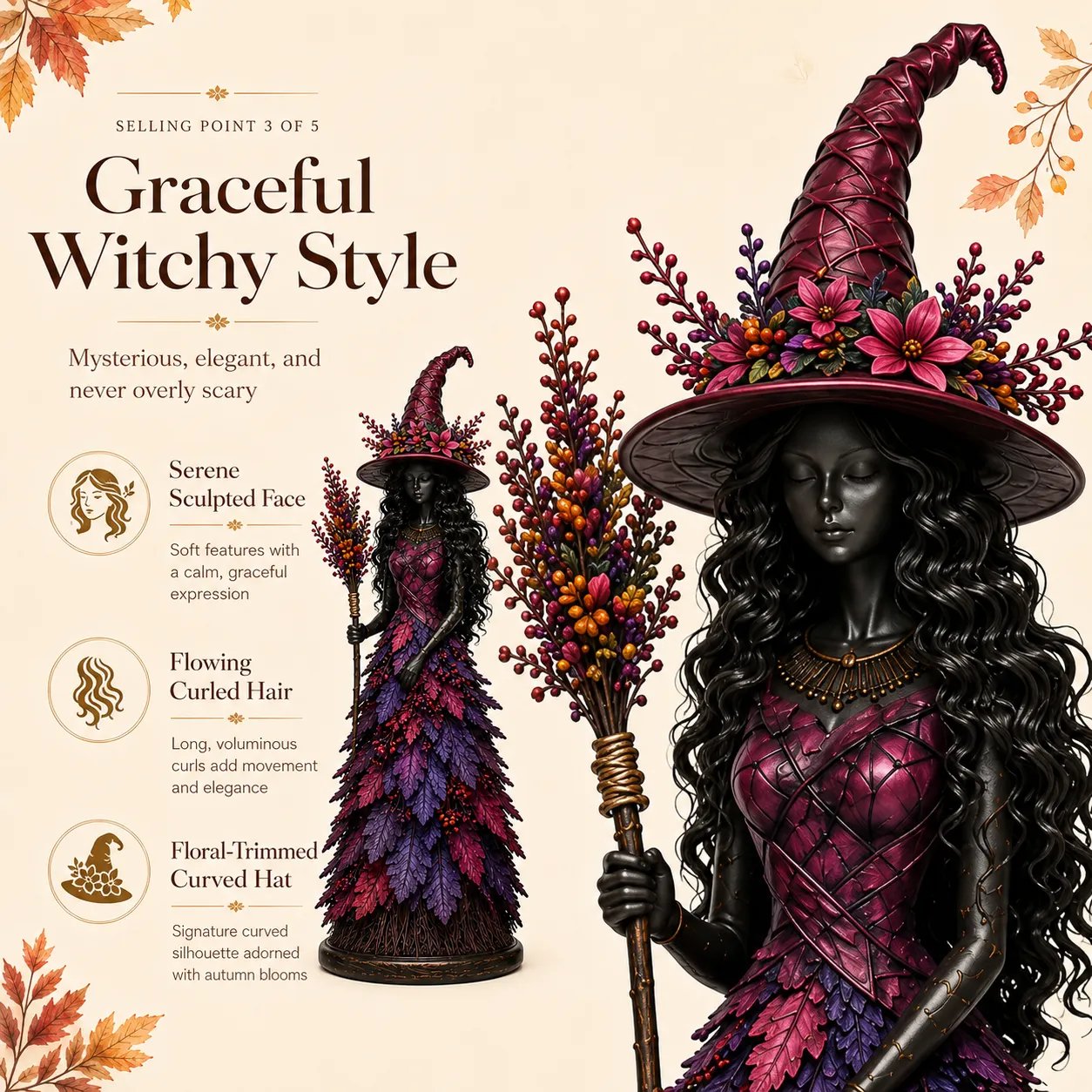 AutumnCharm – Enchanted Witch Figurine