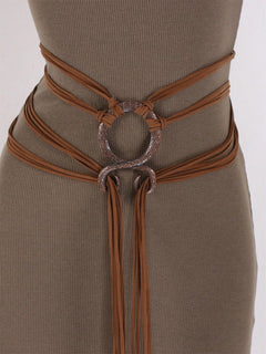 🔥Medieval Viking Braided Leather Belt Set, with Ring Buckle &amp; Tassel Decorations
