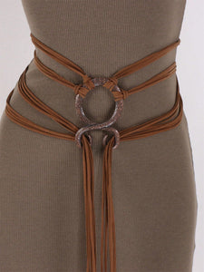 🔥Medieval Viking Braided Leather Belt Set, with Ring Buckle &amp; Tassel Decorations