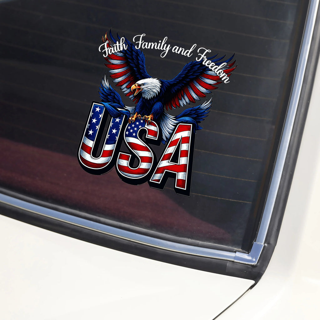 LibertyMark – America 250 Years Faith Family Freedom Car Decal