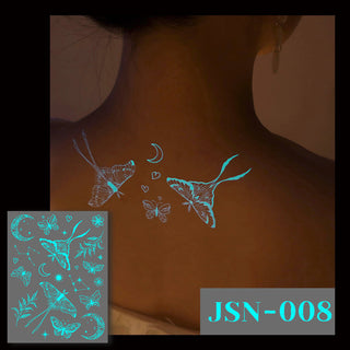 🔥Waterproof Blue Luminous Butterfly Tattoo Stickers - Temporary Body Art for Music Festivals & Parties