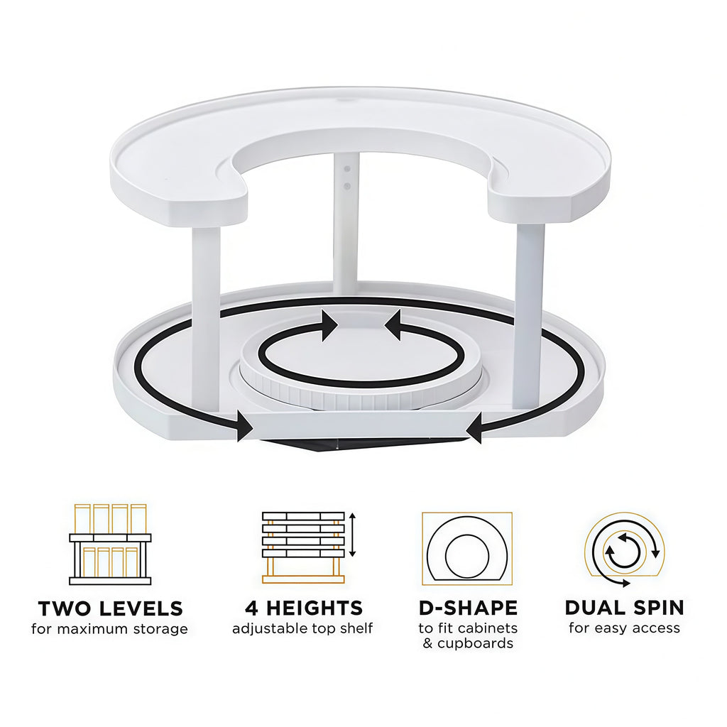 Organize360 Elite - Dual Layer Turntable Rack