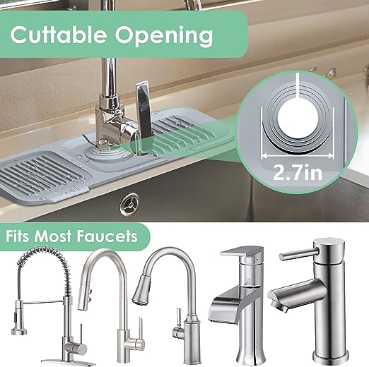 SplashMate - Adjustable Silicone Faucet Mat | Always Clean, Never Wet!