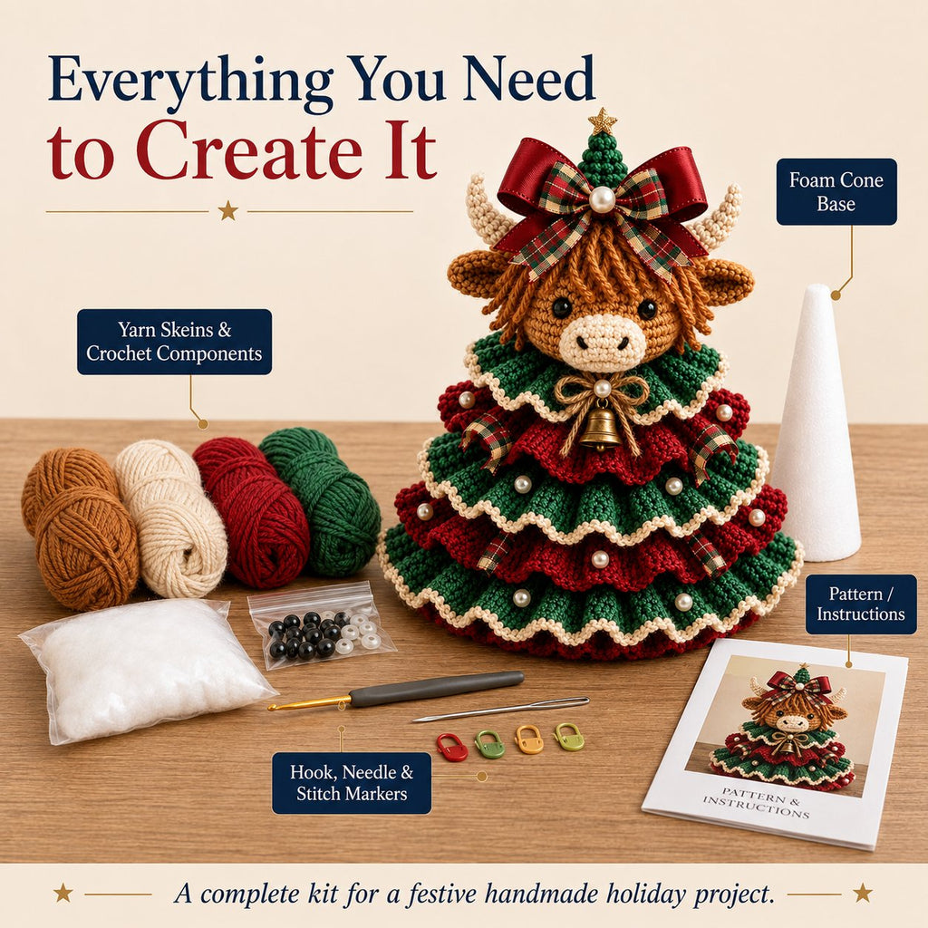 FestiveKnot – DIY Christmas Tree Animal Crochet Kit