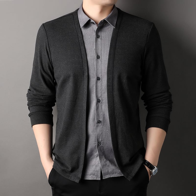 GentLayer – Elegant Two Piece Shirt Collar Cardigan