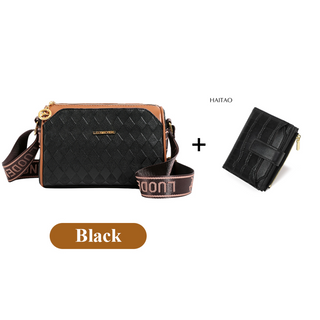 LuxeWeave – Fashion Diamond Pattern 3-Layer Crossbody Bag